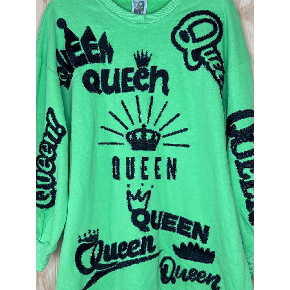 QUEEN OF SPARKLES Green and Black sweater dress size Small - Picture 3 of 10